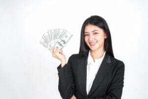 freelancer holding money